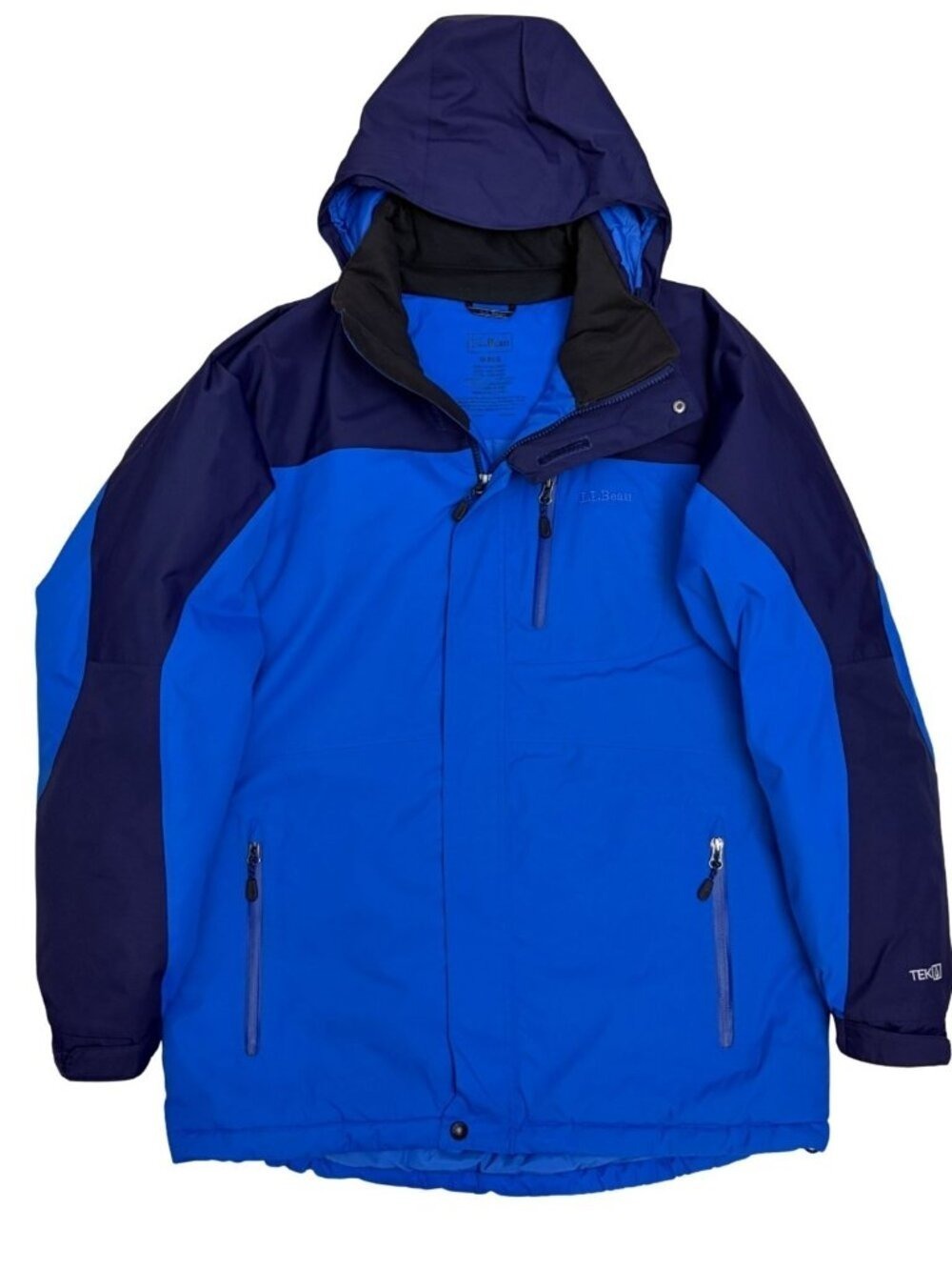 LL BEAN Winter Parka Jacket Insulated Hood Blue Ski Snowboard Jacket Mens Medium